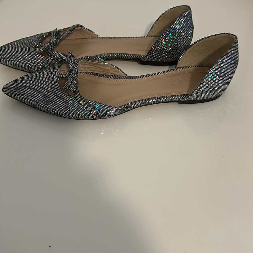 J Crew Sloan glitter D’orsay flats with mini bow 6.5 - Picture 3 of 6